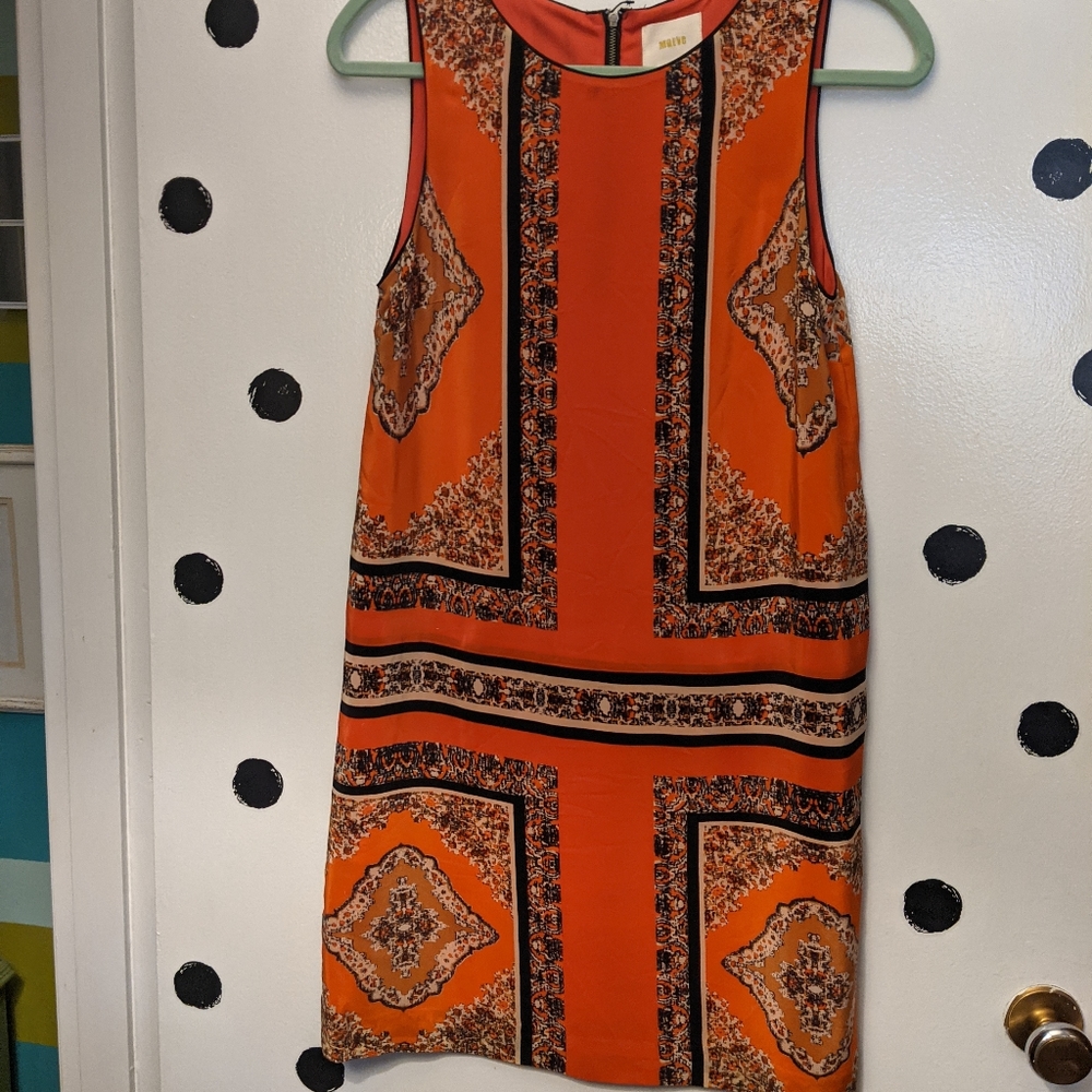 Maeve red silk patterned sleeveless dress